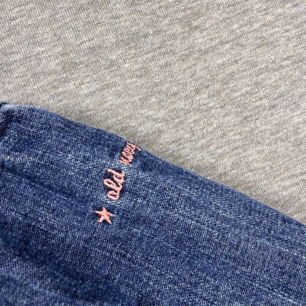 Old Navy Denim Jacket 12-18 Months y2k Floral Embroidered Blue Jean Coat